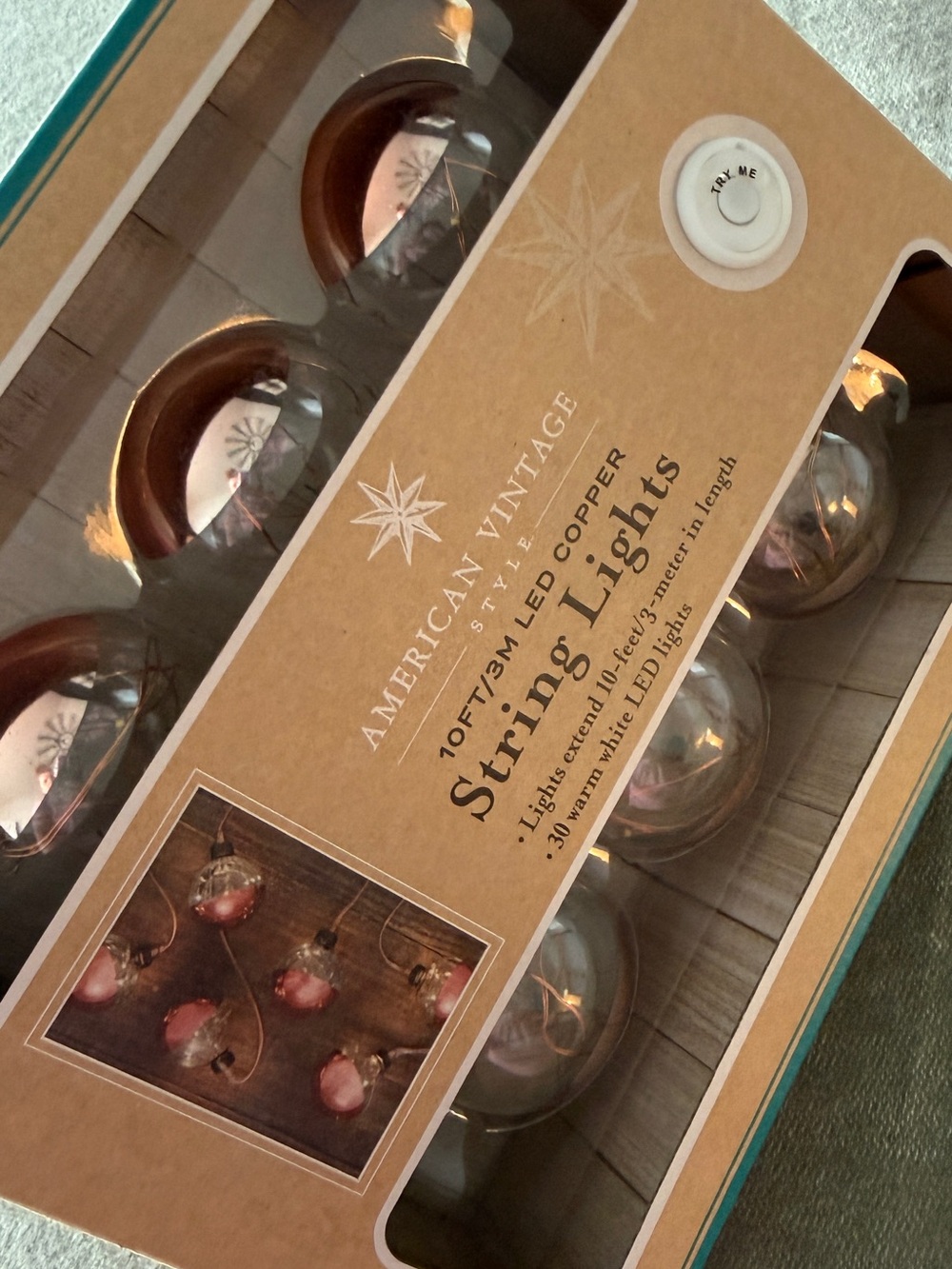 American Vintage Copper String Lights with Rose-Tinted Bulbs